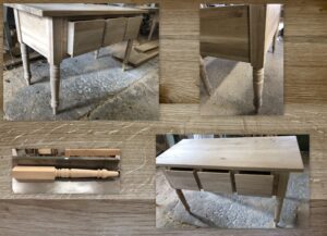 Konyhasziget, 3 fiókos  tölgy , esztergált diszláb